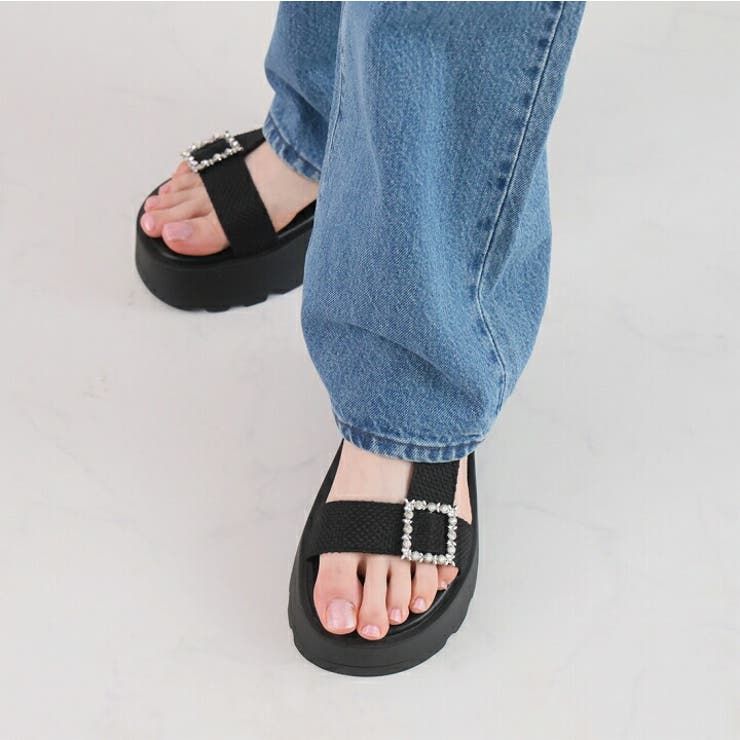 キラキラビジューバックル厚底サンダル | VIVIAN COLLECTION | 詳細画像10 