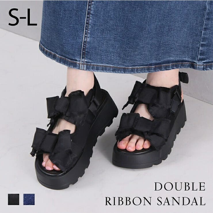 ダブルビッグリボン厚底サンダル | VIVIAN COLLECTION | 詳細画像1 