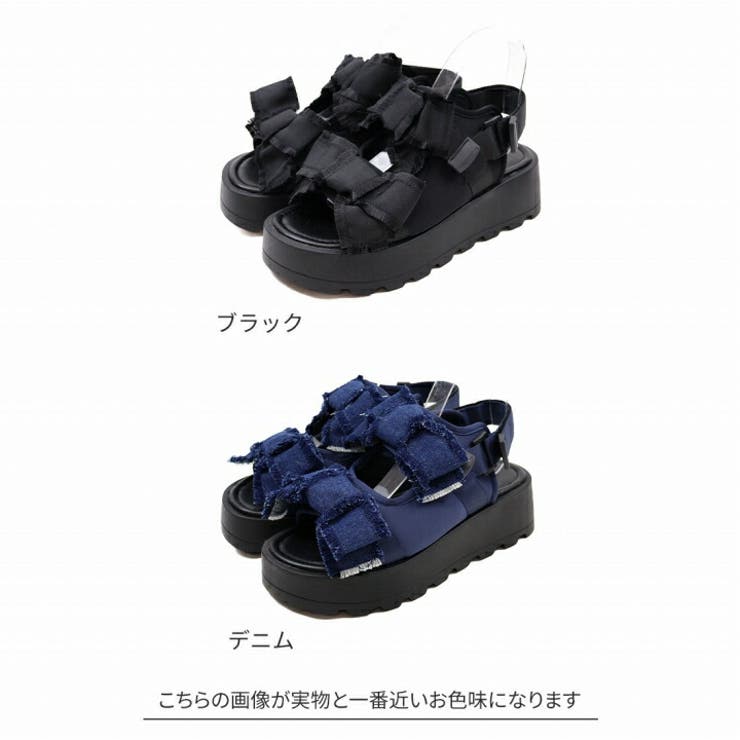 ダブルビッグリボン厚底サンダル | VIVIAN COLLECTION | 詳細画像2 