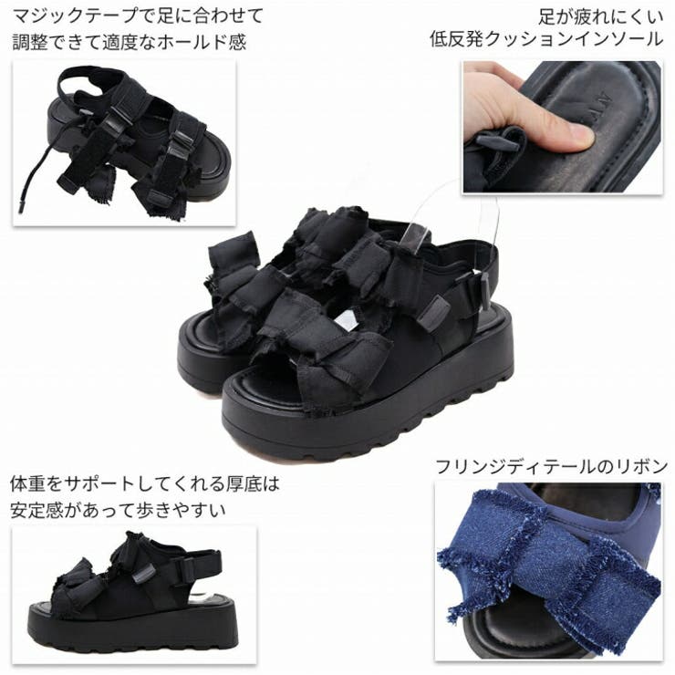 ダブルビッグリボン厚底サンダル | VIVIAN COLLECTION | 詳細画像4 