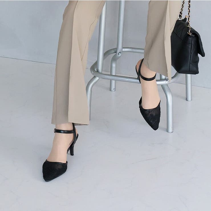 シアーチュールレースグリッターヒールストラップパンプス | VIVIAN COLLECTION | 詳細画像13 