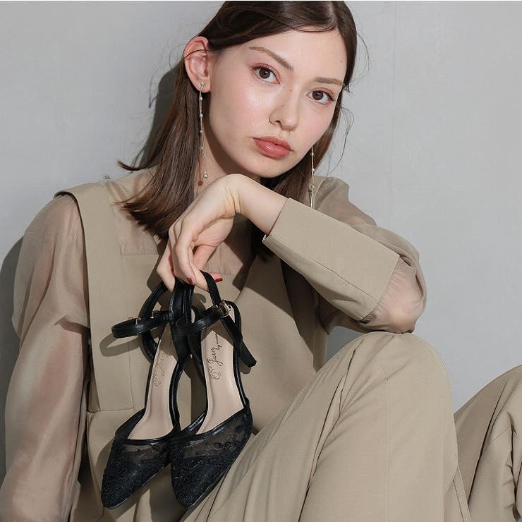 シアーチュールレースグリッターヒールストラップパンプス | VIVIAN COLLECTION | 詳細画像14 