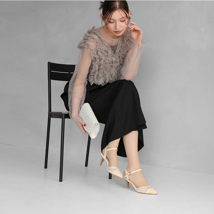 シアーチュールレースグリッターヒールストラップパンプス | VIVIAN COLLECTION | 詳細画像19 