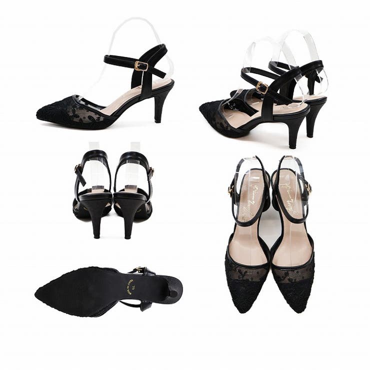 シアーチュールレースグリッターヒールストラップパンプス | VIVIAN COLLECTION | 詳細画像3 