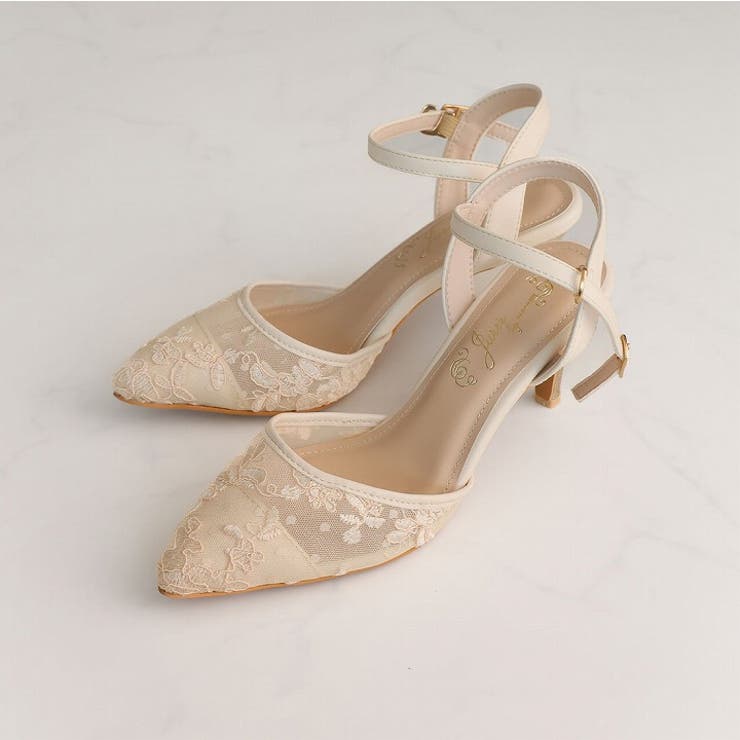 シアーチュールレースグリッターヒールストラップパンプス | VIVIAN COLLECTION | 詳細画像6 