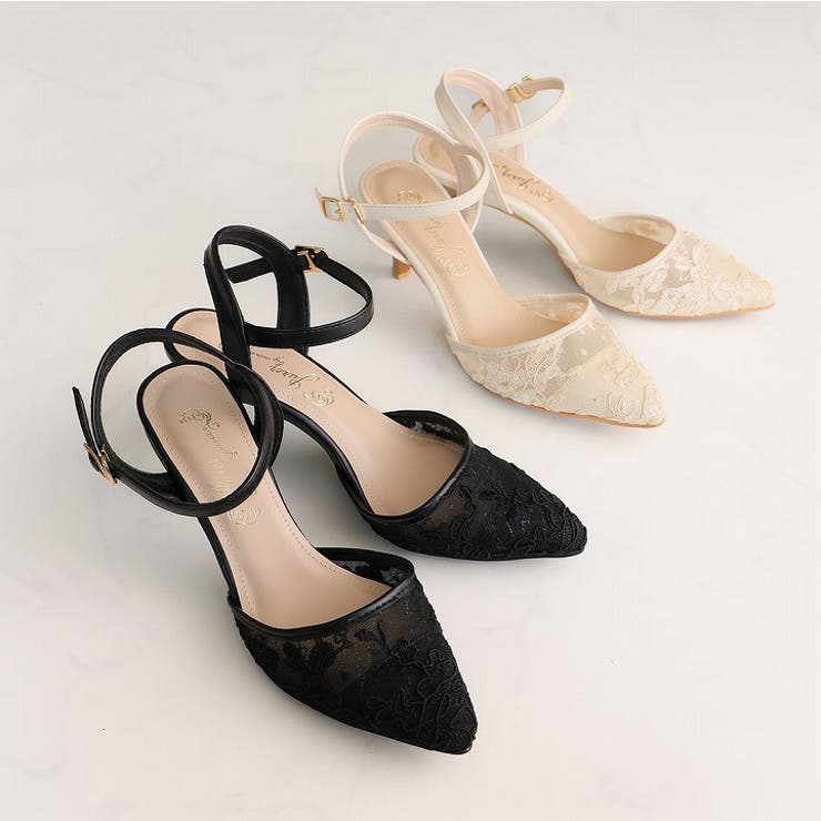 シアーチュールレースグリッターヒールストラップパンプス | VIVIAN COLLECTION | 詳細画像7 