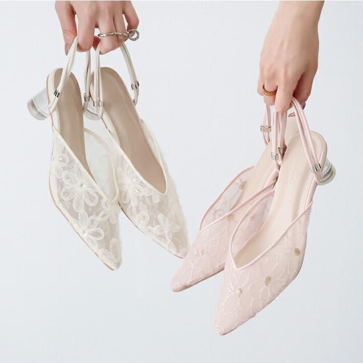 シアーフラワーレース2WAYクリアヒールパンプス | VIVIAN COLLECTION | 詳細画像5 