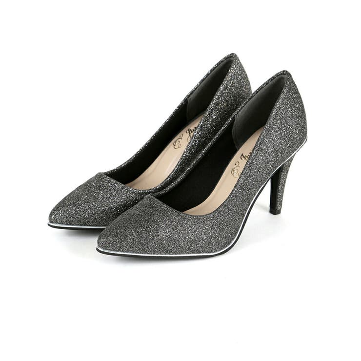 ブラックグリッター | ピース付きグリッターパンプス | VIVIAN COLLECTION