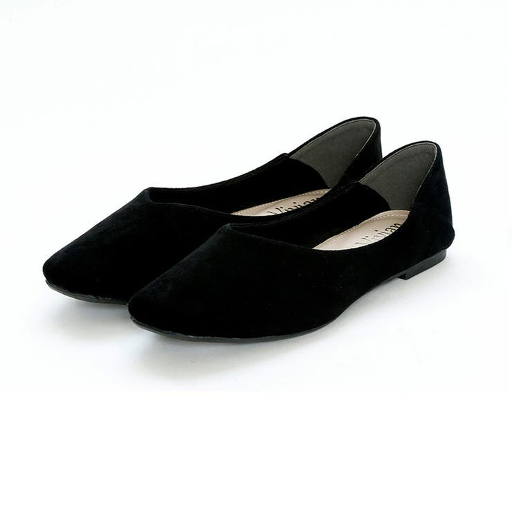 ブラックスエード | スクエアトゥVカットバブーシュ | VIVIAN COLLECTION