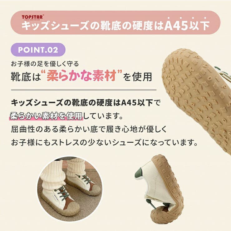 TOPSTARコンビカラーゴム紐U型マジックテープキッズスニーカー | VIVIAN COLLECTION Kids | 詳細画像4 