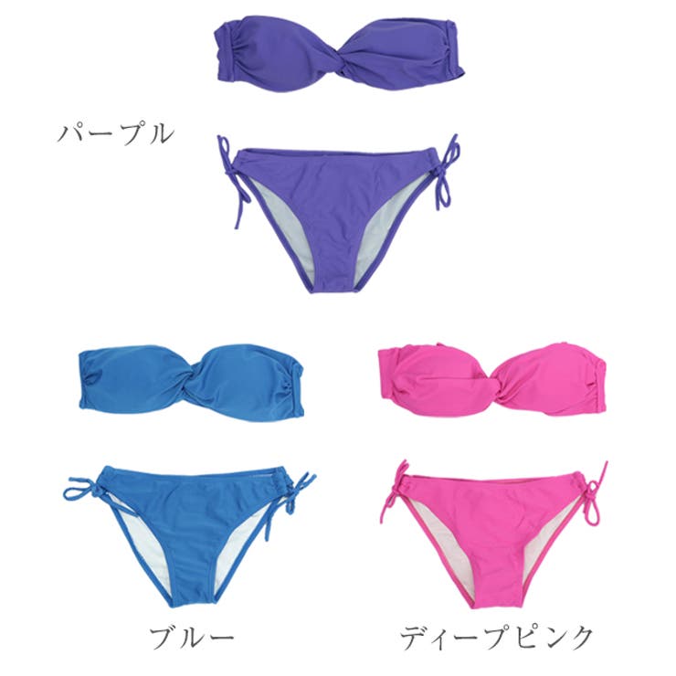 4色][2サイズ][2way]ツイストギャザー×サイドリボンのシンプルバンドゥ