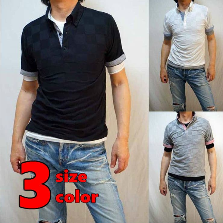 メンズレイヤード半袖ポロシャツ 無地五分袖tシャツ ジャガードビッグ格子柄タイプ 品番 Cmpm Web Complete ウェブコンプリート のメンズファッション通販 Shoplist ショップリスト