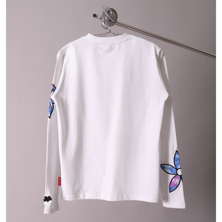 ＴシャツロンＴメンズ長袖ゴルフ男女兼用天竺モノグラムパイルワッペンタイダイロゴ刺繍スポーツラグジュLUXE/R白黒秋服