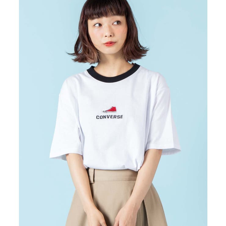 コンバース刺繍リンガーTシャツ  0273-4529[品番：WG010075679]｜WEGO【WOMEN】（ウィゴー）のレディースファッション通販｜SHOPLIST（ショップリスト）