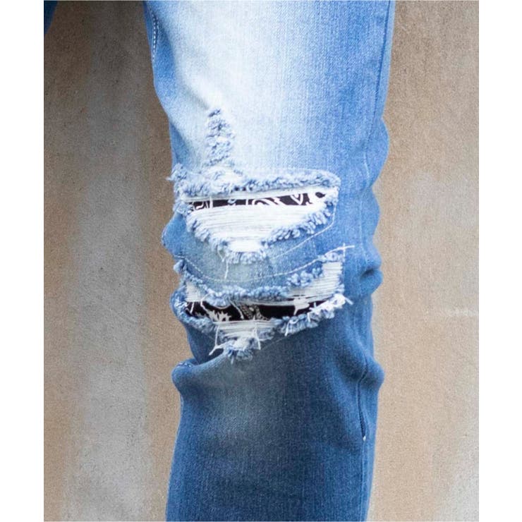 【WEB限定】バンダナダメージデニムスキニー 20-H018 | WEGO【MEN】 | 詳細画像8 