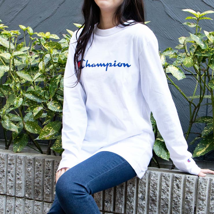 チャンピオンロゴロングスリーブTシャツ 韓国 韓国ファッション[品番