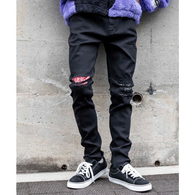 【WEB限定】バンダナダメージブラックスキニー 22-H771 | WEGO【MEN】 | 詳細画像3 