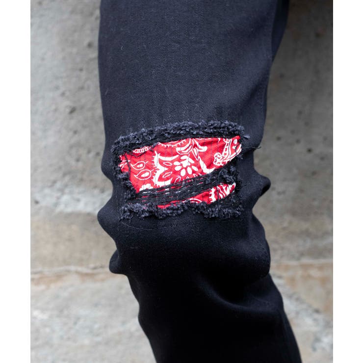 【WEB限定】バンダナダメージブラックスキニー 22-H771 | WEGO【MEN】 | 詳細画像4 