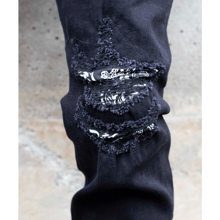 【WEB限定】バンダナダメージブラックスキニー 22-H771 | WEGO【MEN】 | 詳細画像5 