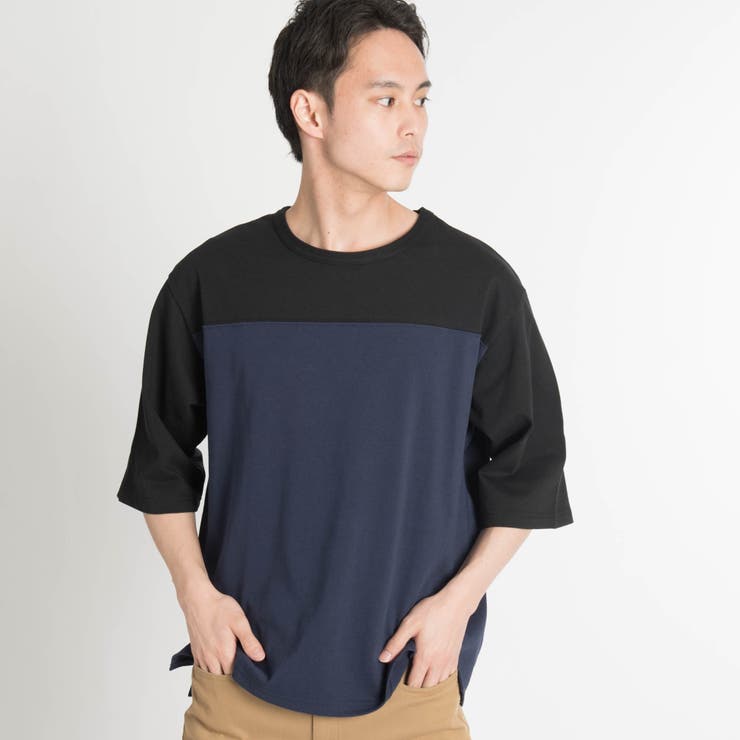  ドロップショルダー ヘムステッチ スウェットシャツ ドロップショルダーフットボール7分袖Tシャツ BR18SM03-M005