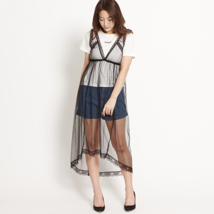 ブラック | Tシャツセットドットチュールワンピース BR18SM05-L008 | WEGO【WOMEN】