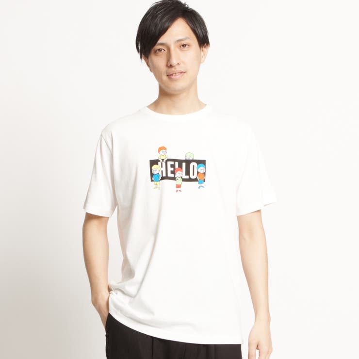 Man 韓国 1st ポップアップ　Tシャツ　白　M HELLOボックスプリントTシャツ BR18SM03-M013[品番：WG010030429