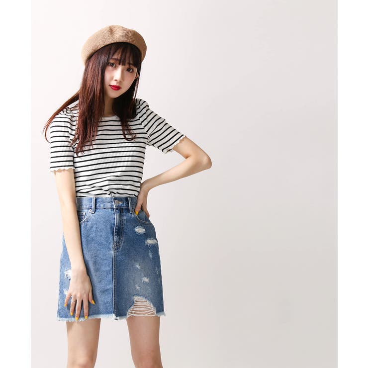 デニムリメイクミニスカート BR18SM04-L045[品番：WG010030553]｜WEGO