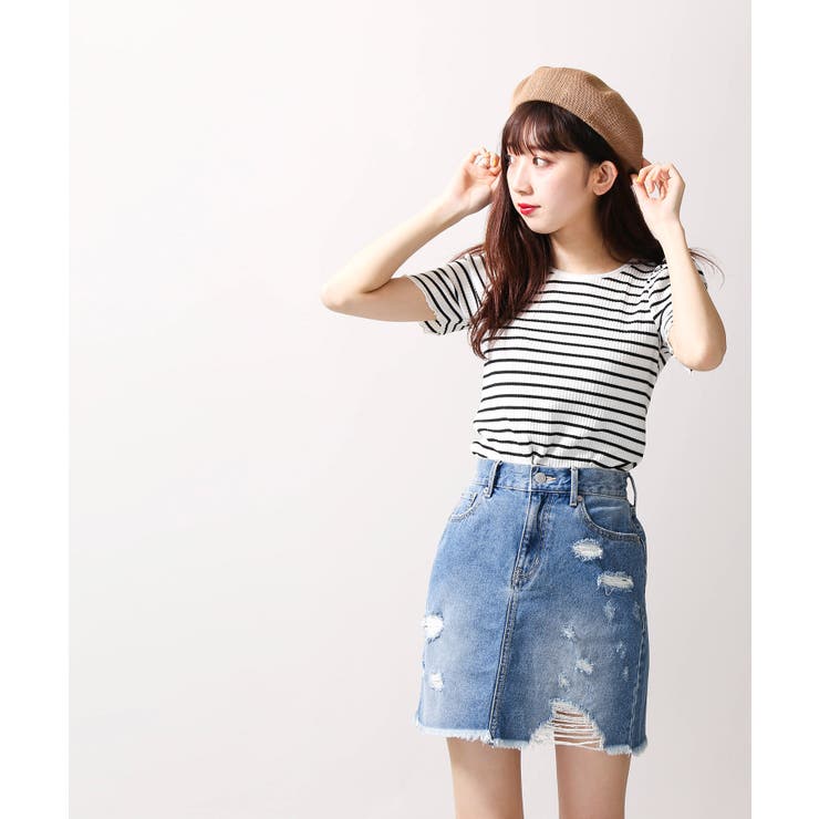デニムリメイクミニスカート BR18SM04-L045[品番：WG010030553]｜WEGO