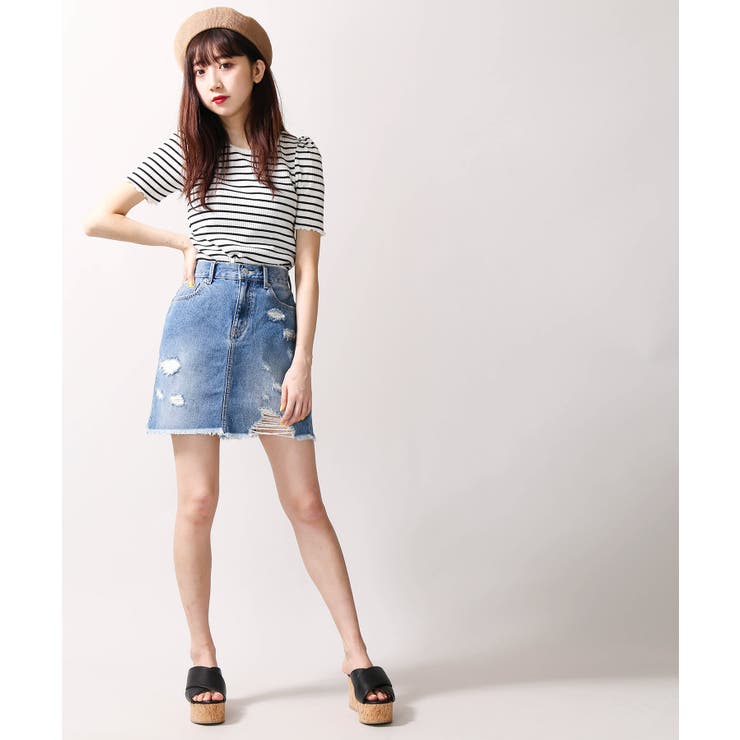 デニムリメイクミニスカート BR18SM04-L045[品番：WG010030553]｜WEGO