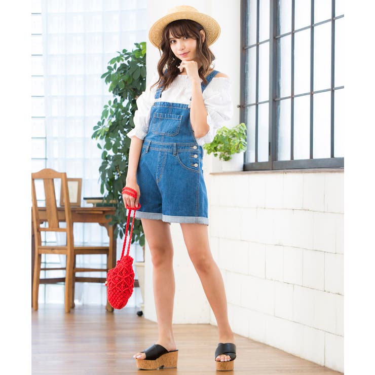 [Dunst] デニム オーバーオール ドレス / 韓国ブランド デニムオーバーオールショーツ BR18SM06-L003[品番：WG010030992