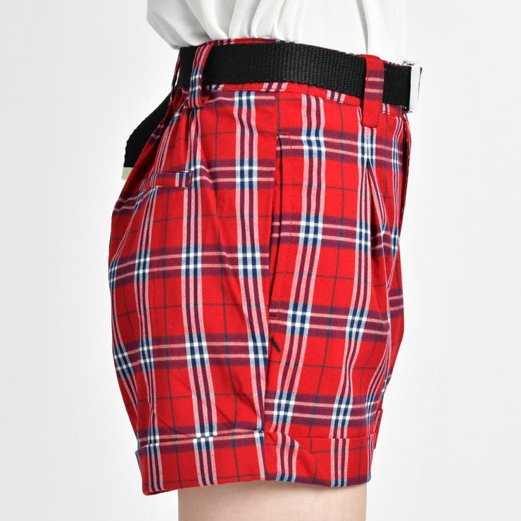 ベルトチェックショートパンツ BR18SM06-L054[品番：WG010032066
