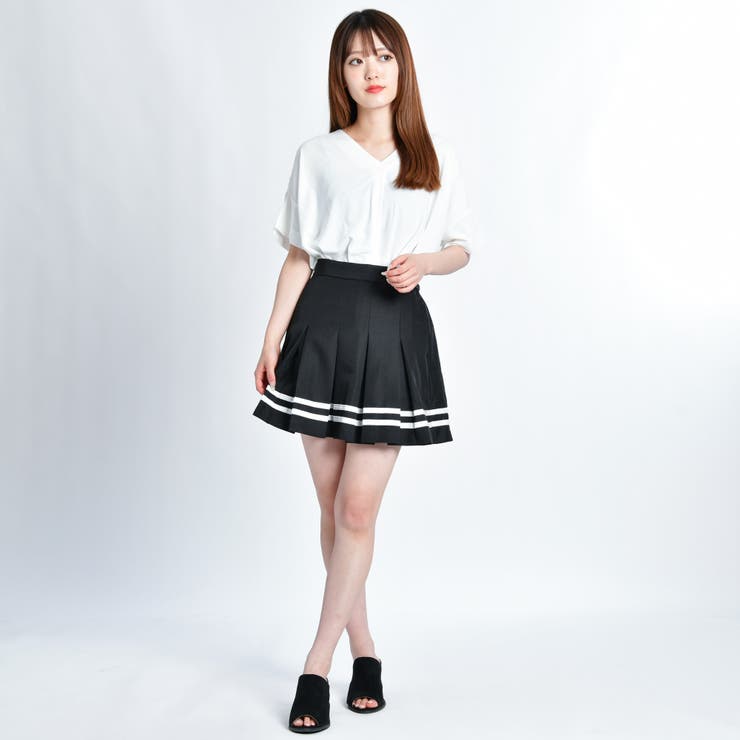 ミニスカートじゃありません。 折り返しプリーツミニスカート[品番：AMTW0010283]｜JUNOAH