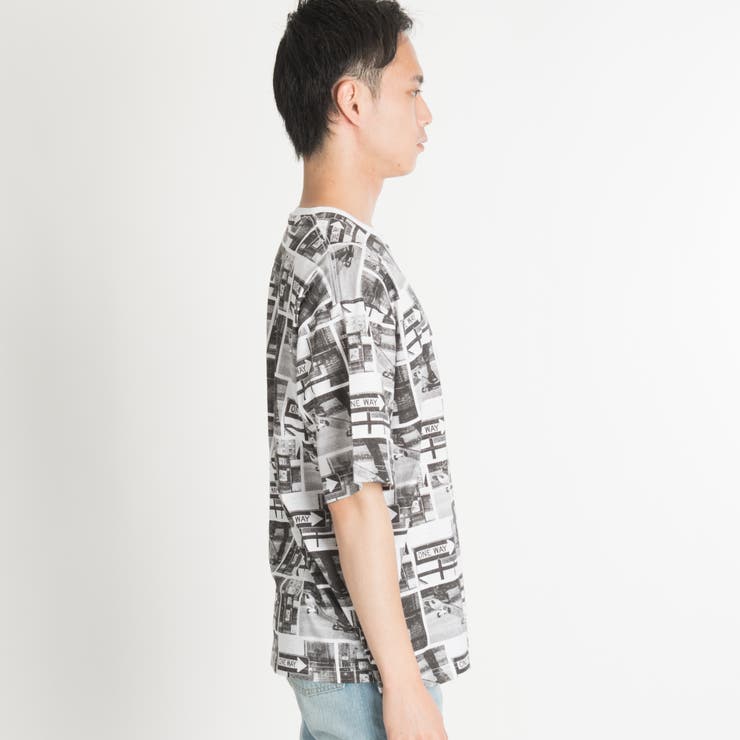 メンズ 総柄シャツ フリンジ ビッグシルエット T02095 unrelaxing シャツ ビッグシルエット総柄開襟シアーシャツ