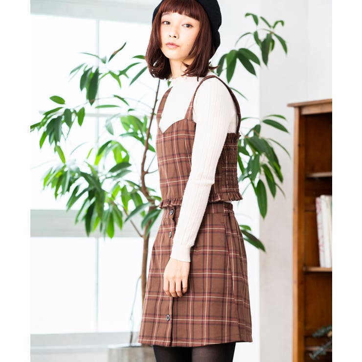 チェックフロントボタンミニスカート BR18WN10-L015[品番