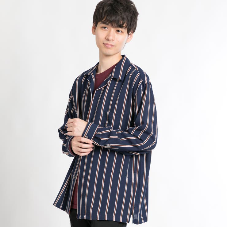 クラブストライプ開襟シャツ BR18AU09-M026[品番：WG010034436]｜WEGO