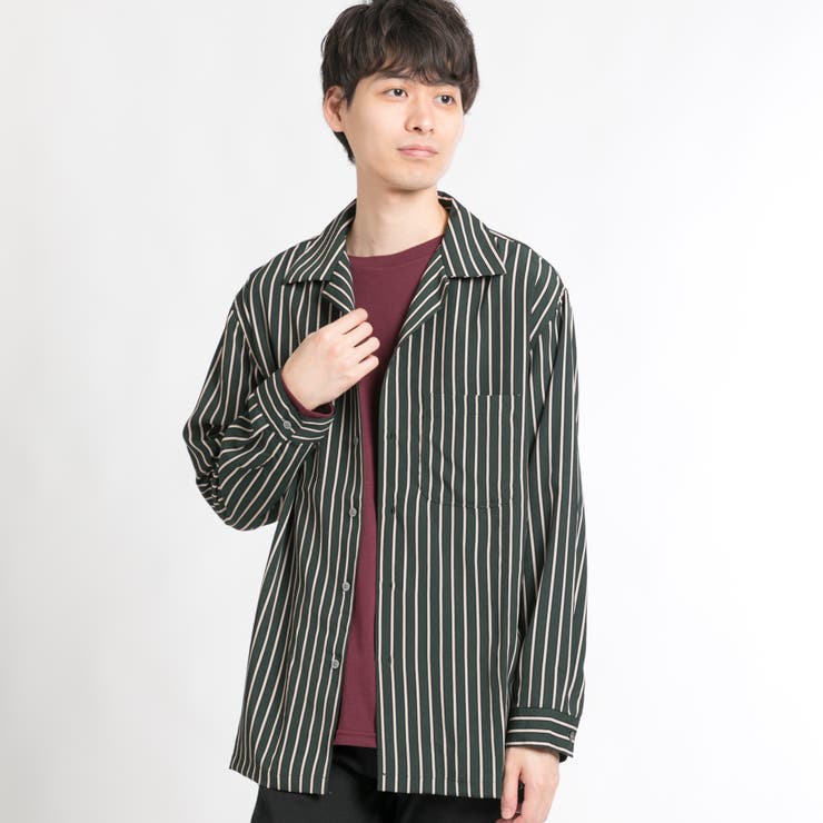 クラブストライプ開襟シャツ BR18AU09-M026[品番：WG010034436]｜WEGO