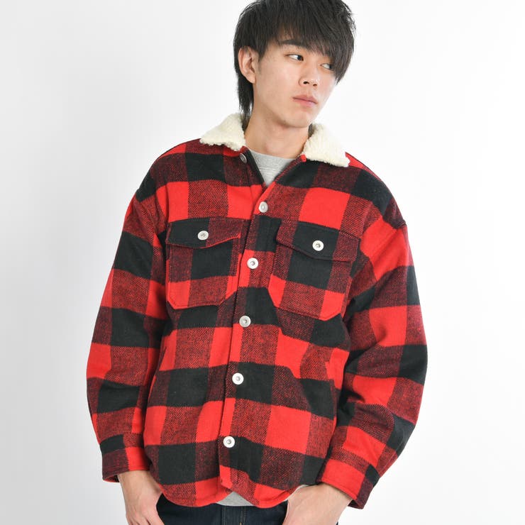 THE CRIMIE フランネルジャケット 赤黒 チェックボアジャケット M チェックボアジャケット BV18WN11-M003[品番：WG010034626]｜WEGO【MEN