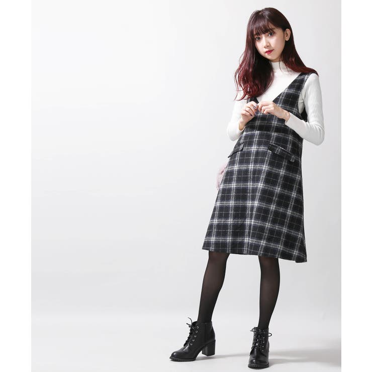 シャギーチェックジャンパースカート BR18WN11-L009 | WEGO【WOMEN】 | 詳細画像1 