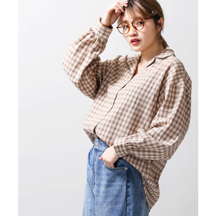 チェックオープンカラーBIGシャツ BR19SP01-L057[品番：WG010036241]｜WEGO 【WOMEN】（ウィゴー）のレディースファッション通販｜SHOPLIST（ショップリスト）