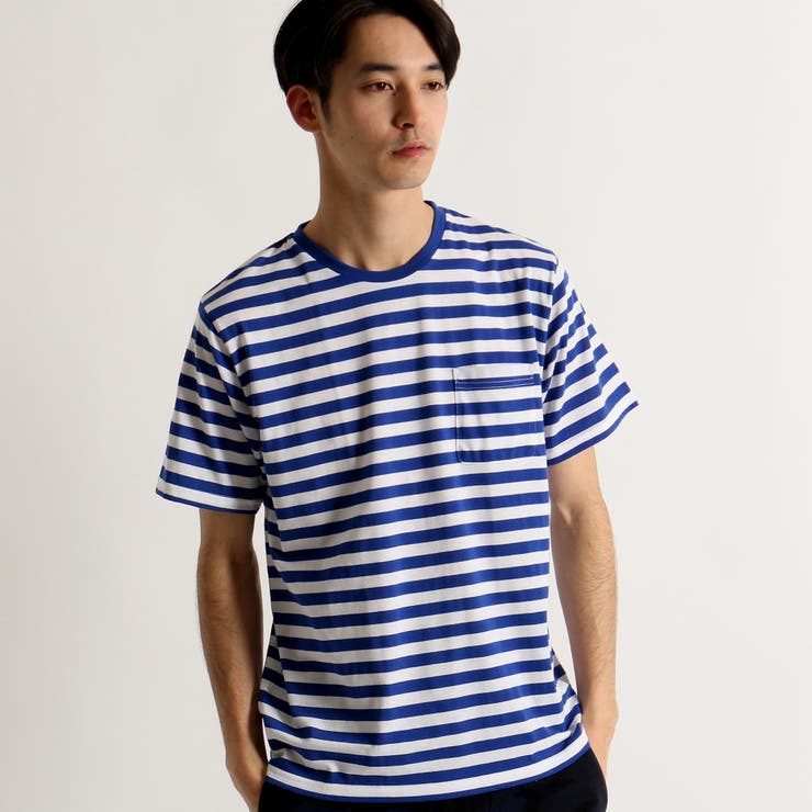 水色 販売済み ボーダー tシャツ メンズ