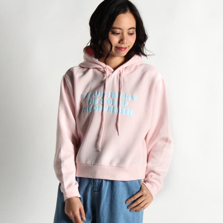 OFF-WHITE ピンク クロップドパーカー ラブロゴクロップドパーカー[品番：WG010016963]｜WEGO【WOMEN