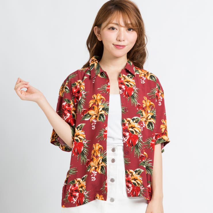 ワイン | トロピカルアロハシャツ BR17SM07-L058 | WEGO【WOMEN】