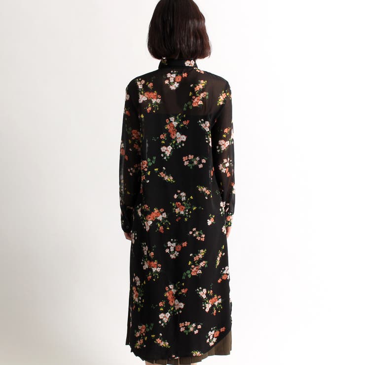 花柄シアーロングシャツワンピース BR17SP04-L001[品番