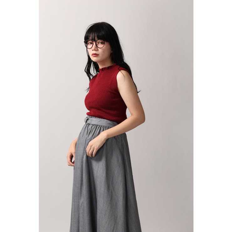 フリルネックノースリーブニット BS17AU09-L019[品番：WG010022667