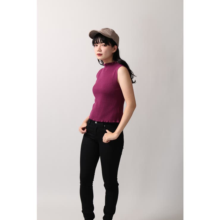 フリルネックノースリーブニット BS17AU09-L019[品番：WG010022667