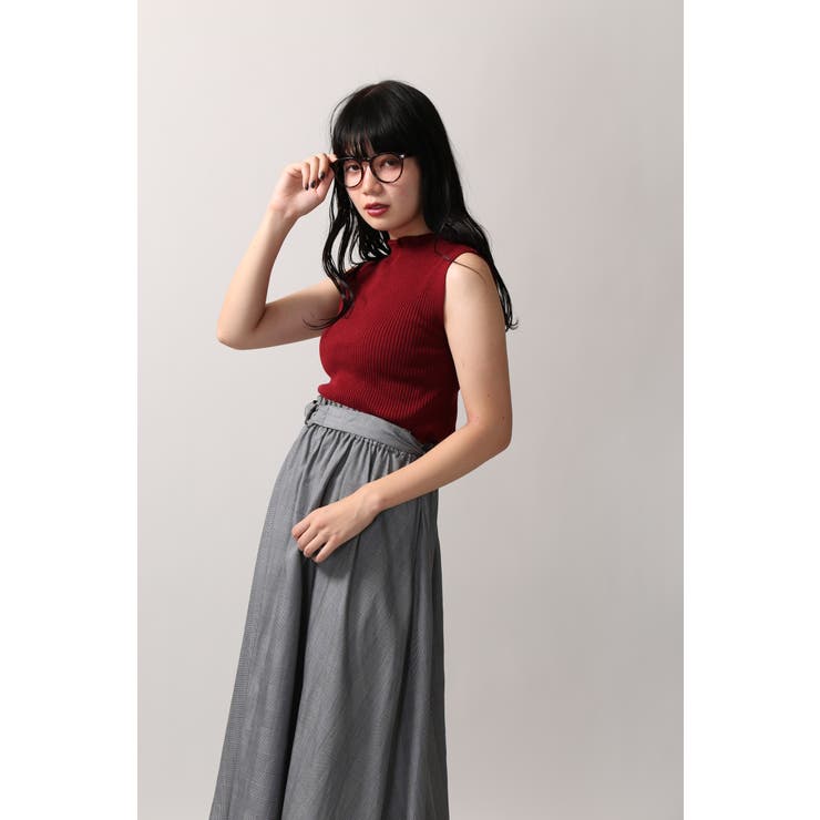 フリルネックノースリーブニット BS17AU09-L019[品番：WG010022667
