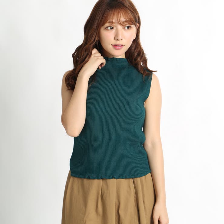 フリルネックノースリーブニット BS17AU09-L019[品番：WG010022667
