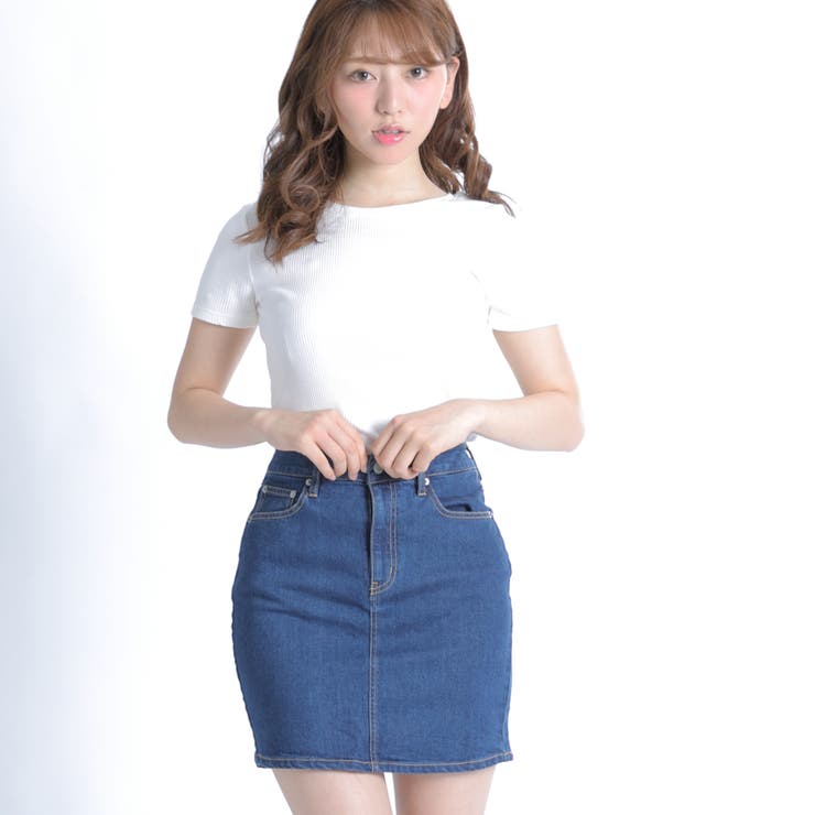 【PRIDE】プライド　皮革デニムストレッチスカート　美品　39000円 PRIDE】プライド 皮革デニムストレッチスカート 美品 39000円