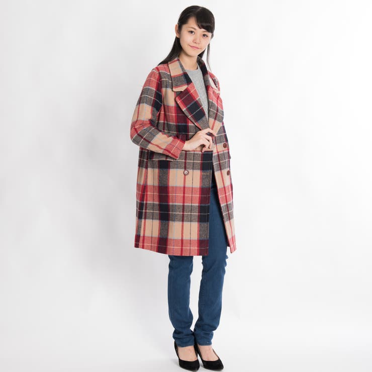 チェックダブルチェスターコート BS17WN11-L041[品番：WG010025246