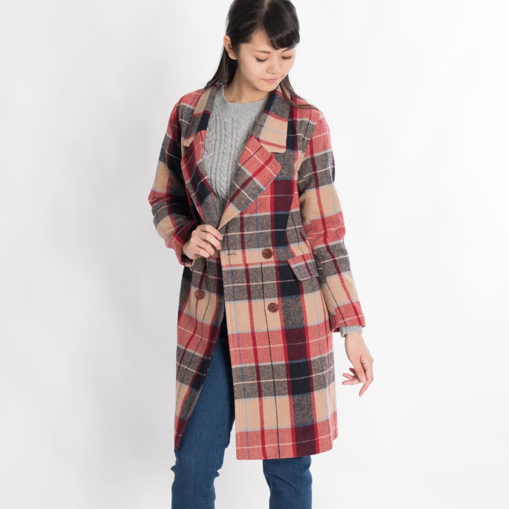 チェックダブルチェスターコート BS17WN11-L041[品番